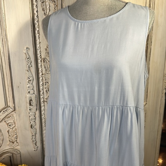 Kirundo Sweet Babydoll Tiered Soft Blue Sleeveless Dress Ballet core Fairy core - Picture 2 of 9